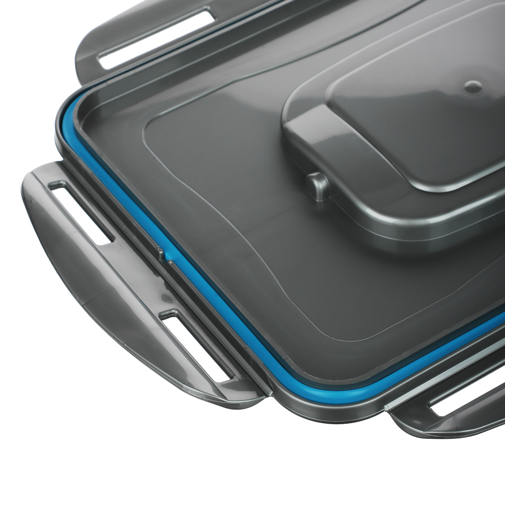 Контейнер герметичный с защелками с ручкой 4,5л, серая крышка, пластик, арт.№ 861-487