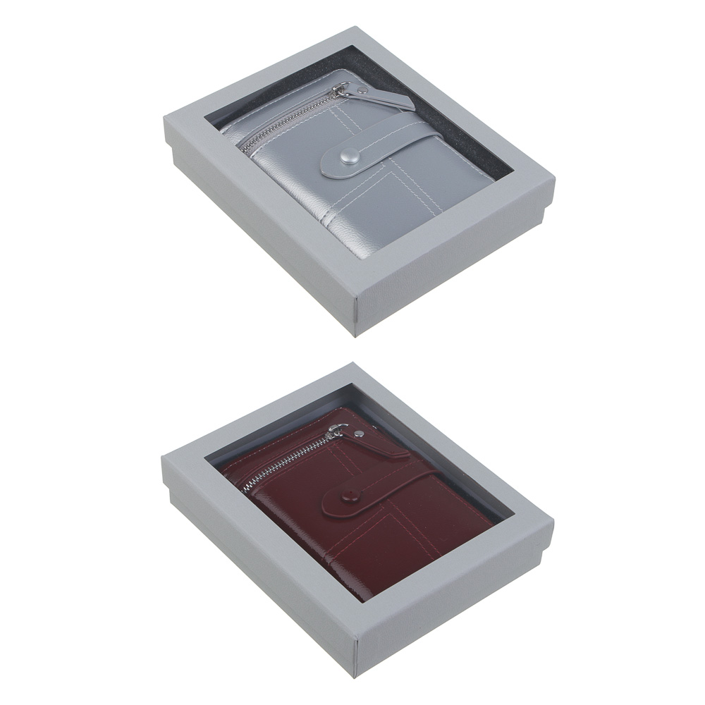 ЮL Анзелия Кошелек женский для купюр, карт и монет на кнопке, полиуретан, 14x10x3 см, 2 цвета, КЖ24-17, арт.№ 303-033