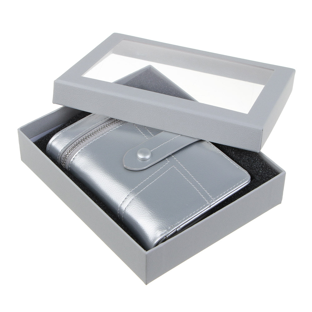 ЮL Анзелия Кошелек женский для купюр, карт и монет на кнопке, полиуретан, 14x10x3 см, 2 цвета, КЖ24-17, арт.№ 303-033