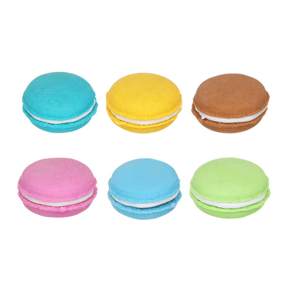 Ластик фигурный в форме макаруна, ТПР, 6 цветов, 2,8х2,8х1,5 см, арт.№ 607-049