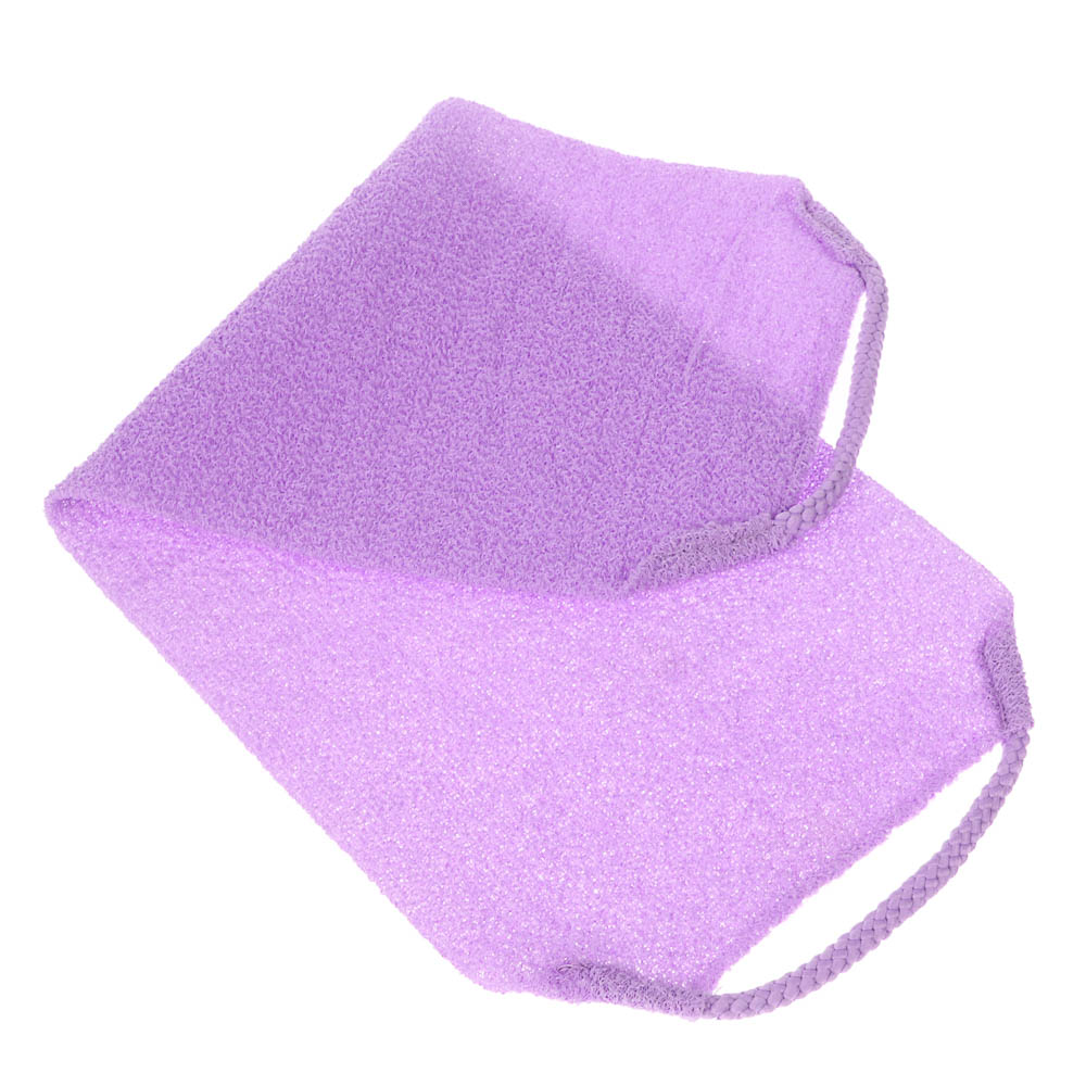 ЮL Мочалка пилинг японская для бани и душа с ручками, жесткая, полиэстер, 45х19см, 4 цвета, МС24-07, арт.№ 361-151