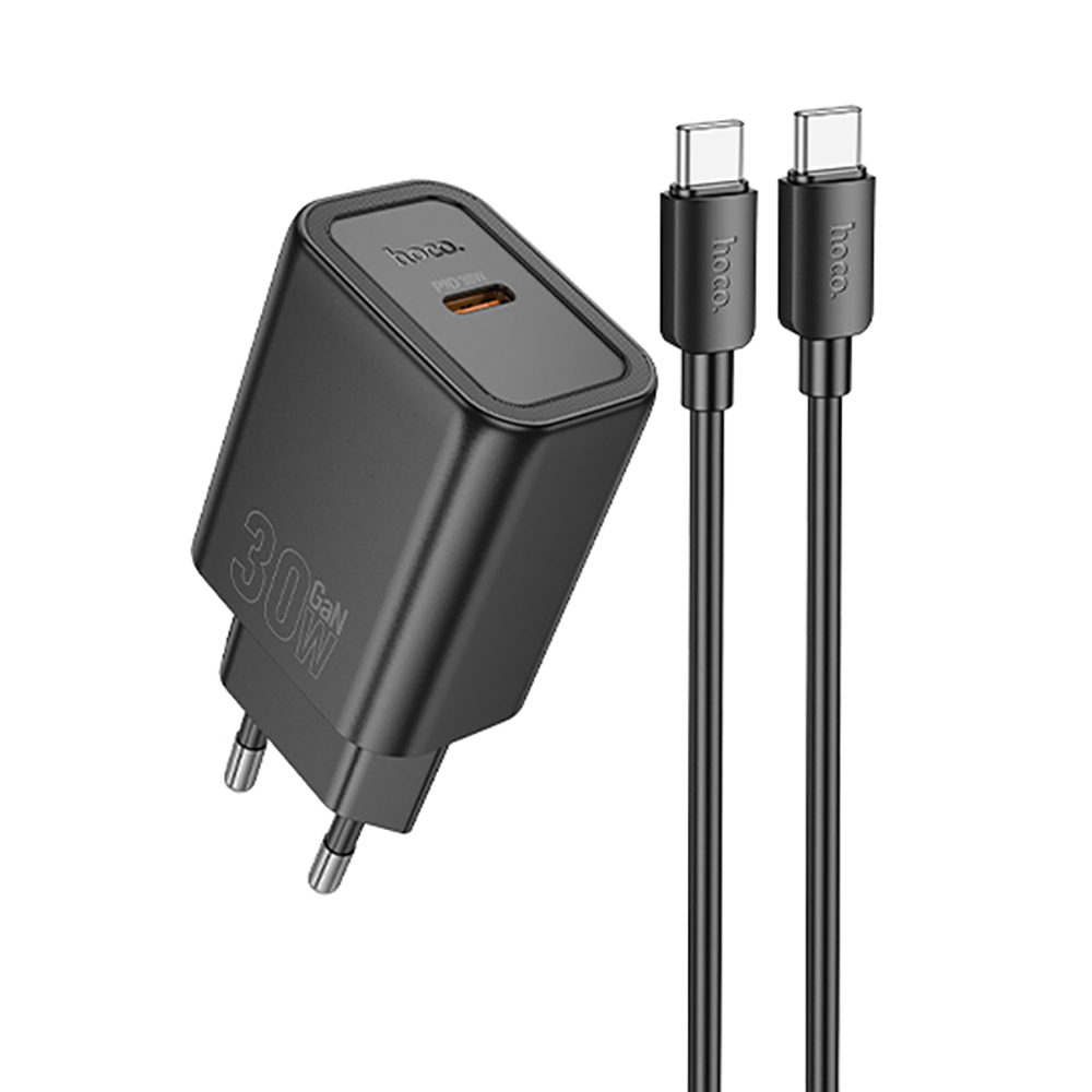 Комплект СЗУ hoco. модель N62, USB-C, PD30Вт, каб. C-C, черный, арт.№ 916-338