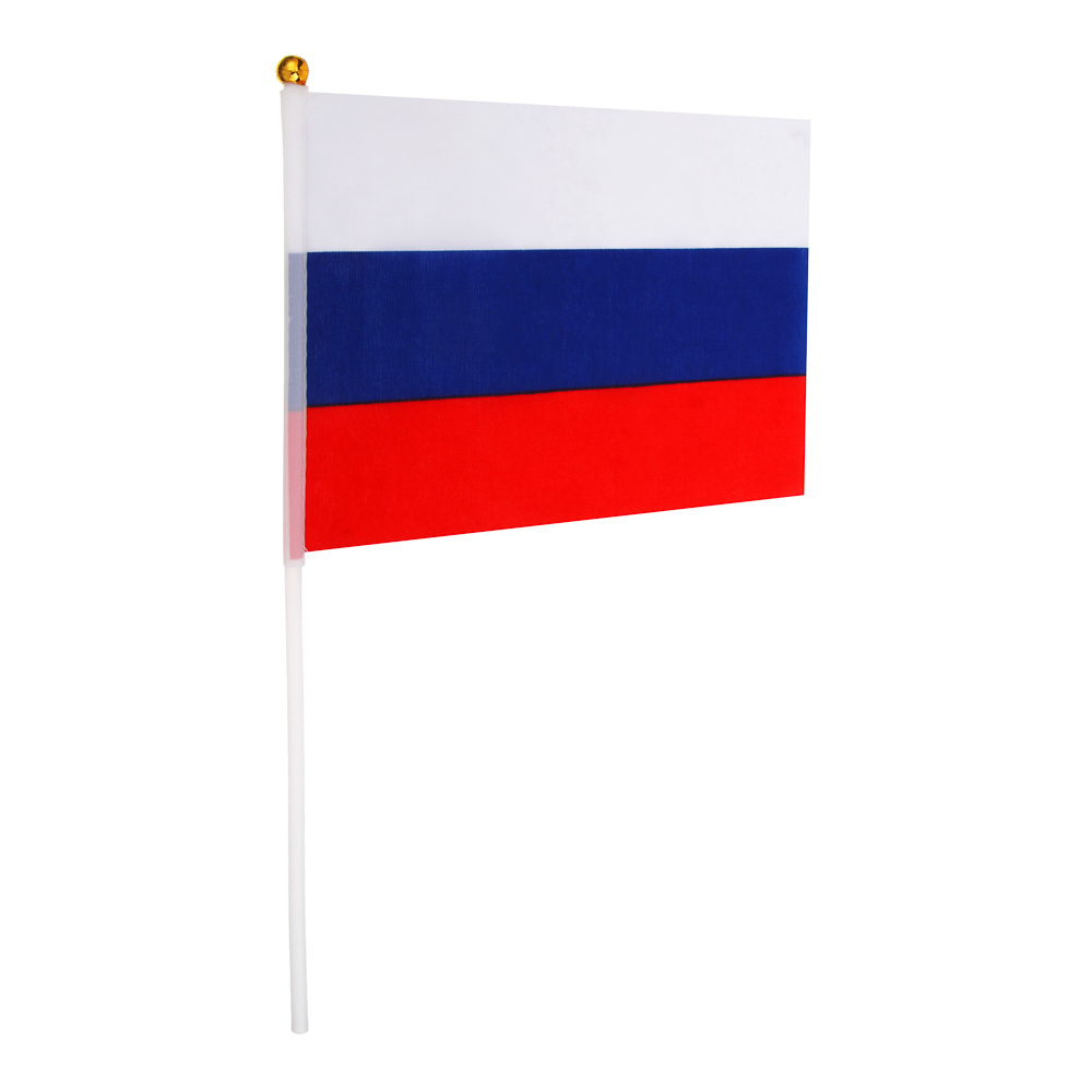 Флаг Россия малый тм Мечтай, 14х21 см, шток 30 см, арт.№ 585-086