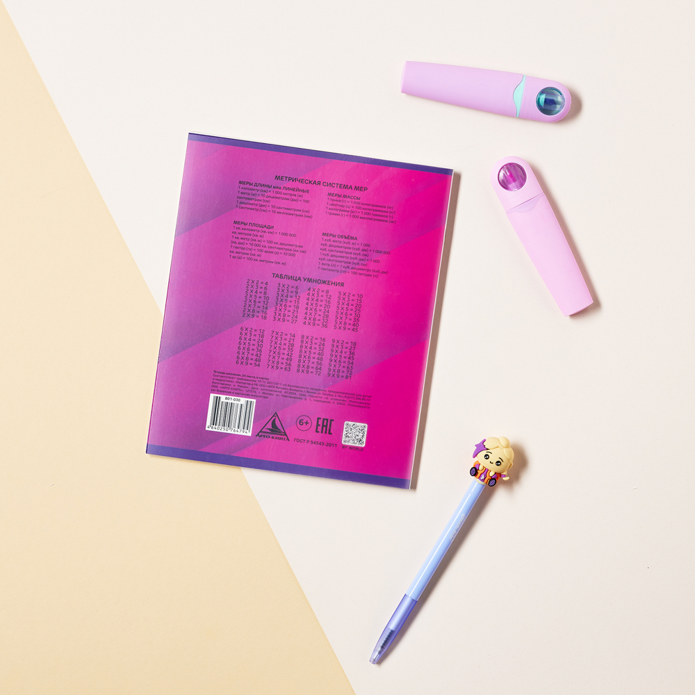 Тетрадь школьная 24 листа в клетку BY Русские Супергерои, БЕЛЫЕ ЛИСТЫ, обложка пластик, скрепка, "Джуниор", 4 дизайна, арт.№ 801-030