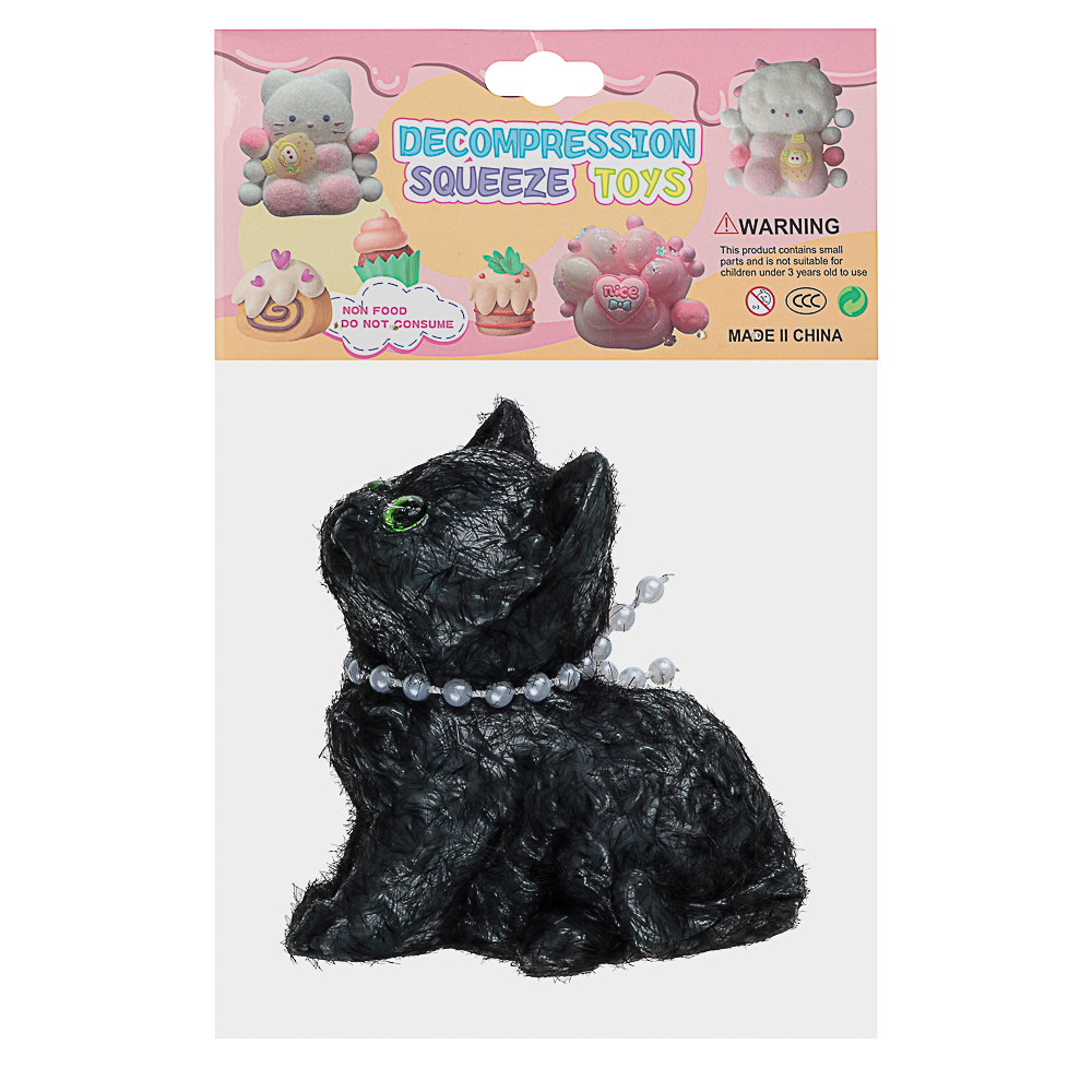 Игрушка Сквиш антистресс "Котик с милыми глазками", TPR, 13х15х4,5см, 2 дизайна, арт.№ 297-145