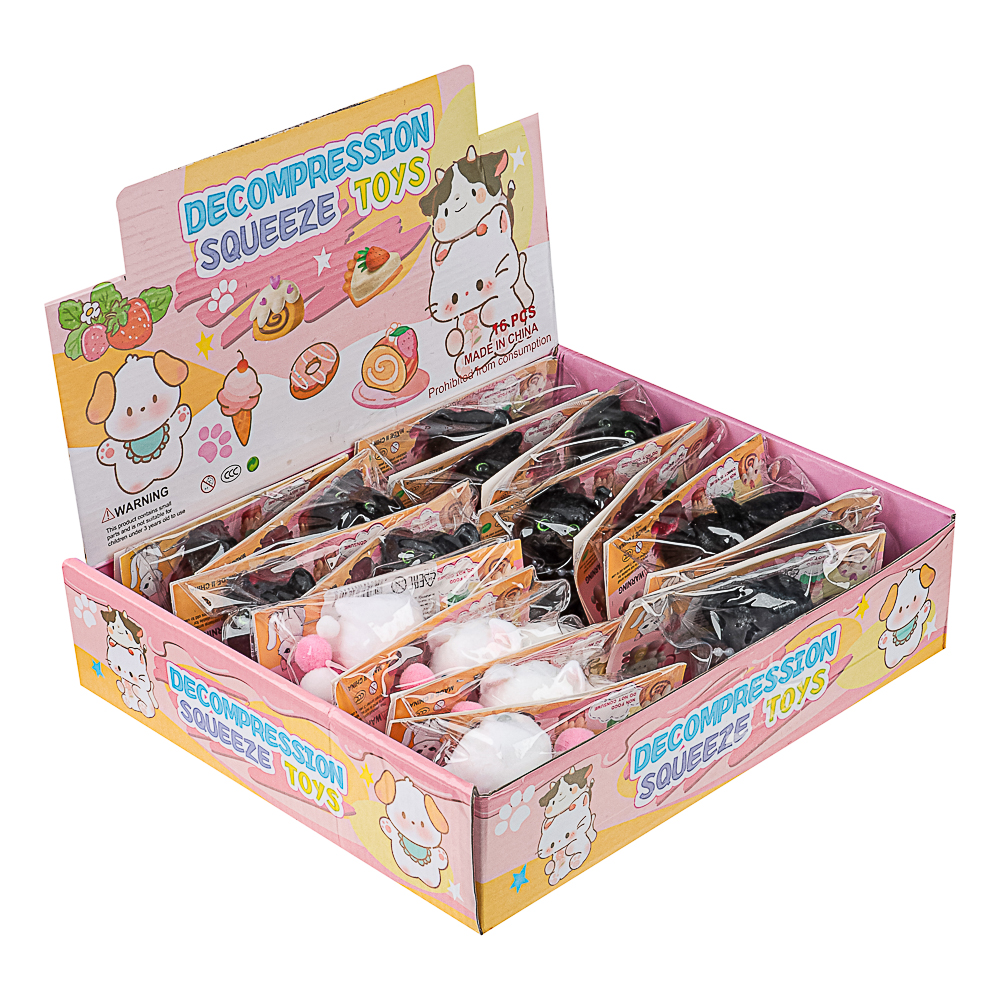 Игрушка Сквиш антистресс "Котик с милыми глазками", TPR, 13х15х4,5см, 2 дизайна, арт.№ 297-145