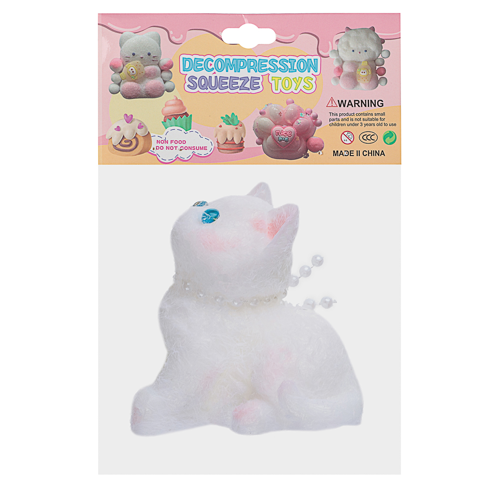 Игрушка Сквиш антистресс "Котик с милыми глазками", TPR, 13х15х4,5см, 2 дизайна, арт.№ 297-145