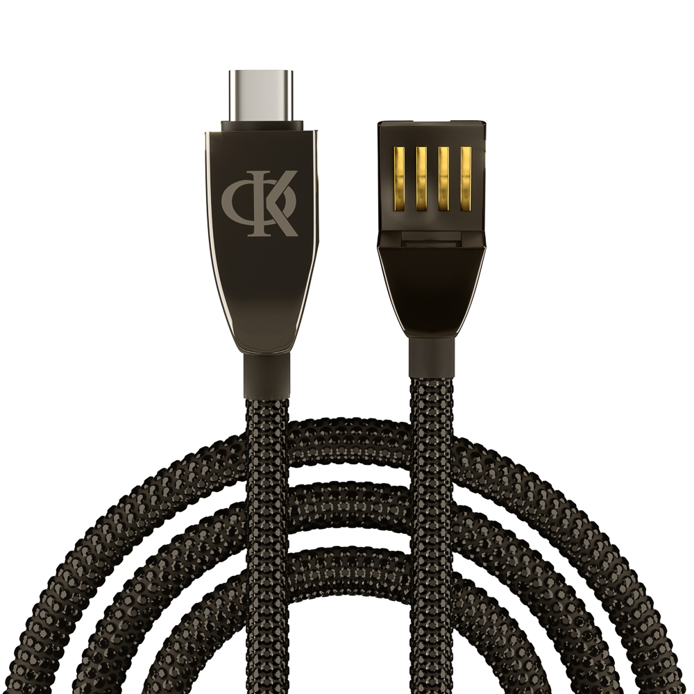 BY Ф.Киркоров Кабель для зарядки КРИСТАЛЛЫ Type-C, 1м, Быстрая зарядка 3А, QC, PD 20W, черный, арт.№ 931-456