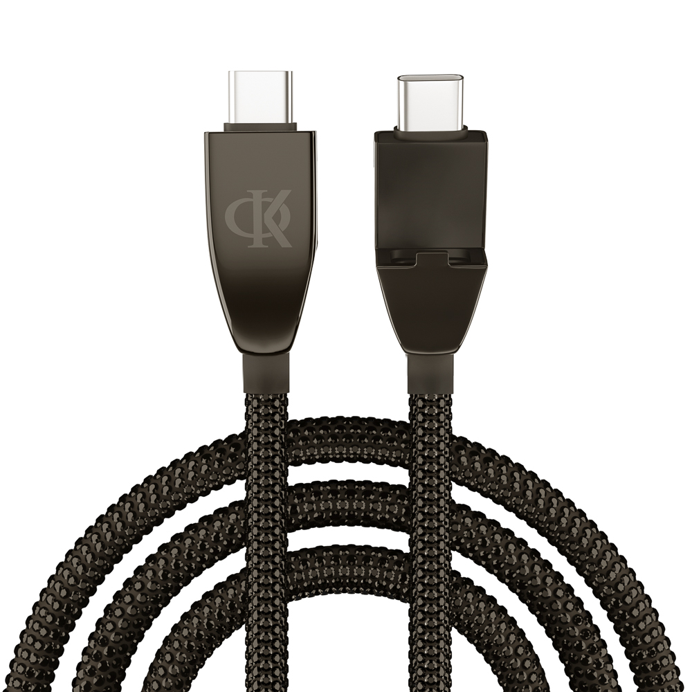 BY Ф.Киркоров Кабель для зарядки КРИСТАЛЛЫ Type-C-Type-C, 1м, Быстрая зарядка 3А, QC, PD 65W, черный, арт.№ 931-457