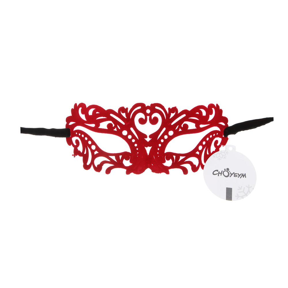 СНОУ БУМ Маска на завязках, 23х7,5см, пластик, полиэстер, 4 цвета, арт.№ 391-316