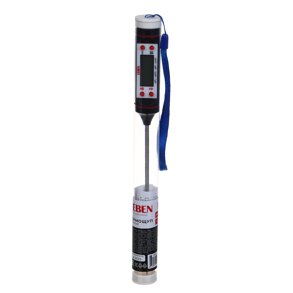 LEBEN Термощуп кухонный, max 300C, от LR44, чёрный, арт.№ 288-030