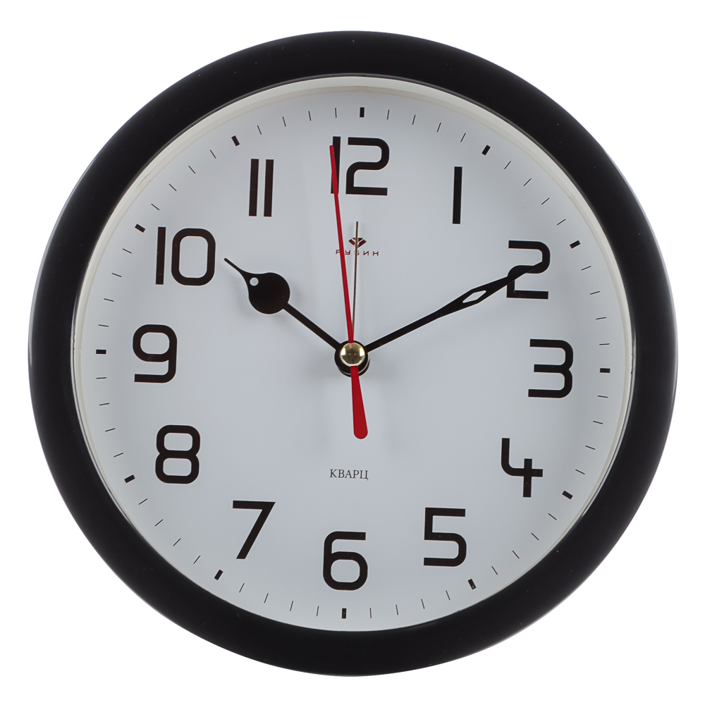 Будильник кварц d=15см, корпус черный "Классика", арт. В4-003, арт.№ 529-335