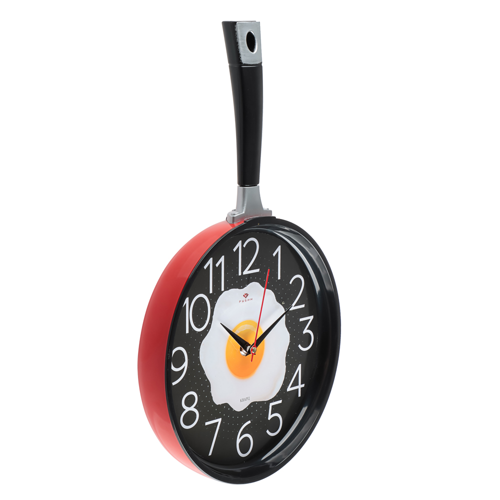Часы настенные сковорода 25х43см, корпус красный с черным, арт.2543-004, арт.№ 581-375