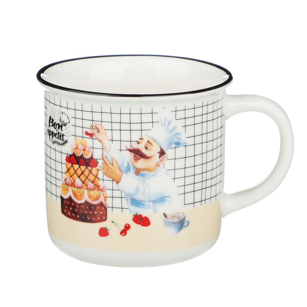 MILLIMI Веселый повар Кружка, 340мл, фарфор, 4 дизайна, арт.№ 806-092