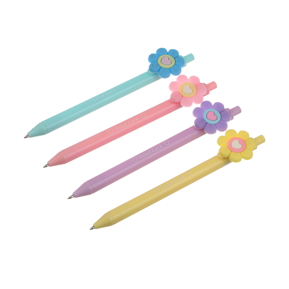 Ручка шариковая автоматическая синяя, "Цветочное настроение", 4 вида, арт.№ 591-289