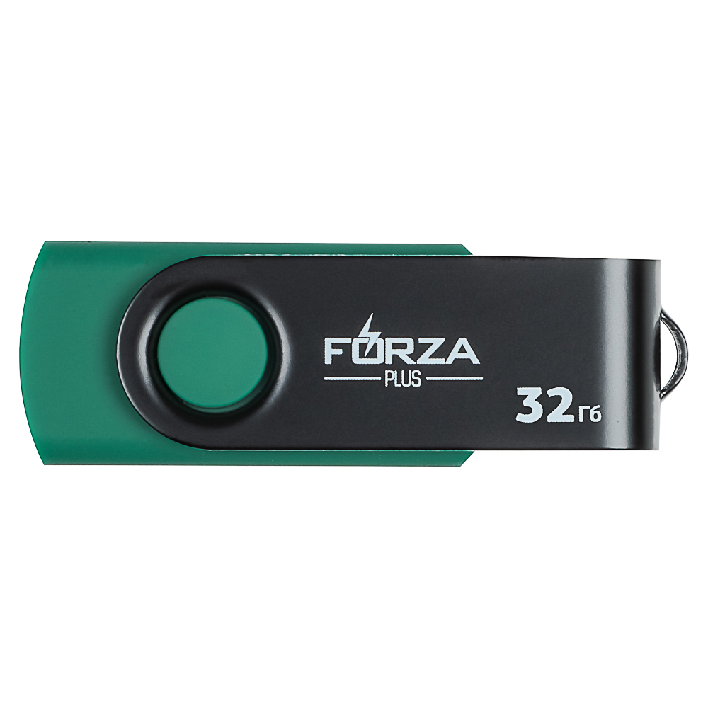 Флеш-карта USB2.0 FORZA 32Гб, 6 класс, матовое покрытие, блистер, пластик, черный/зеленый, арт.№ 405-099