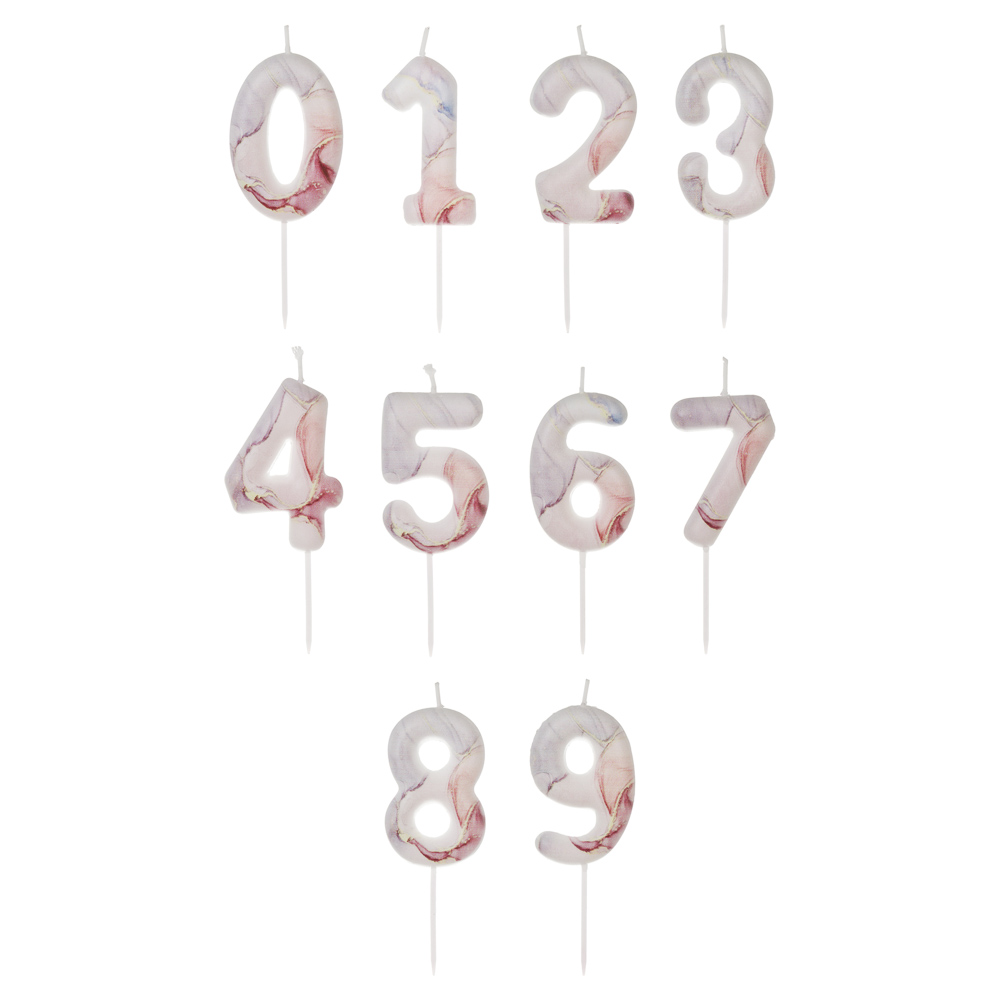 Свеча для торта тм Fntastic, 6 см, в форме цифр (0-9), мраморная, парафин, арт.№ 506-261