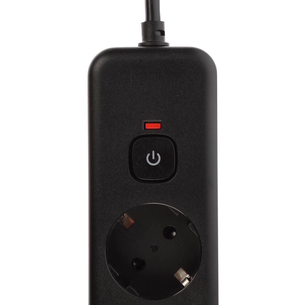 Удлинитель, сетевой фильтр 5 гнезд 3м BY Black, 2*USB, 1*type-C,выкл., 2500Вт, чёрный, арт.№ 907-277