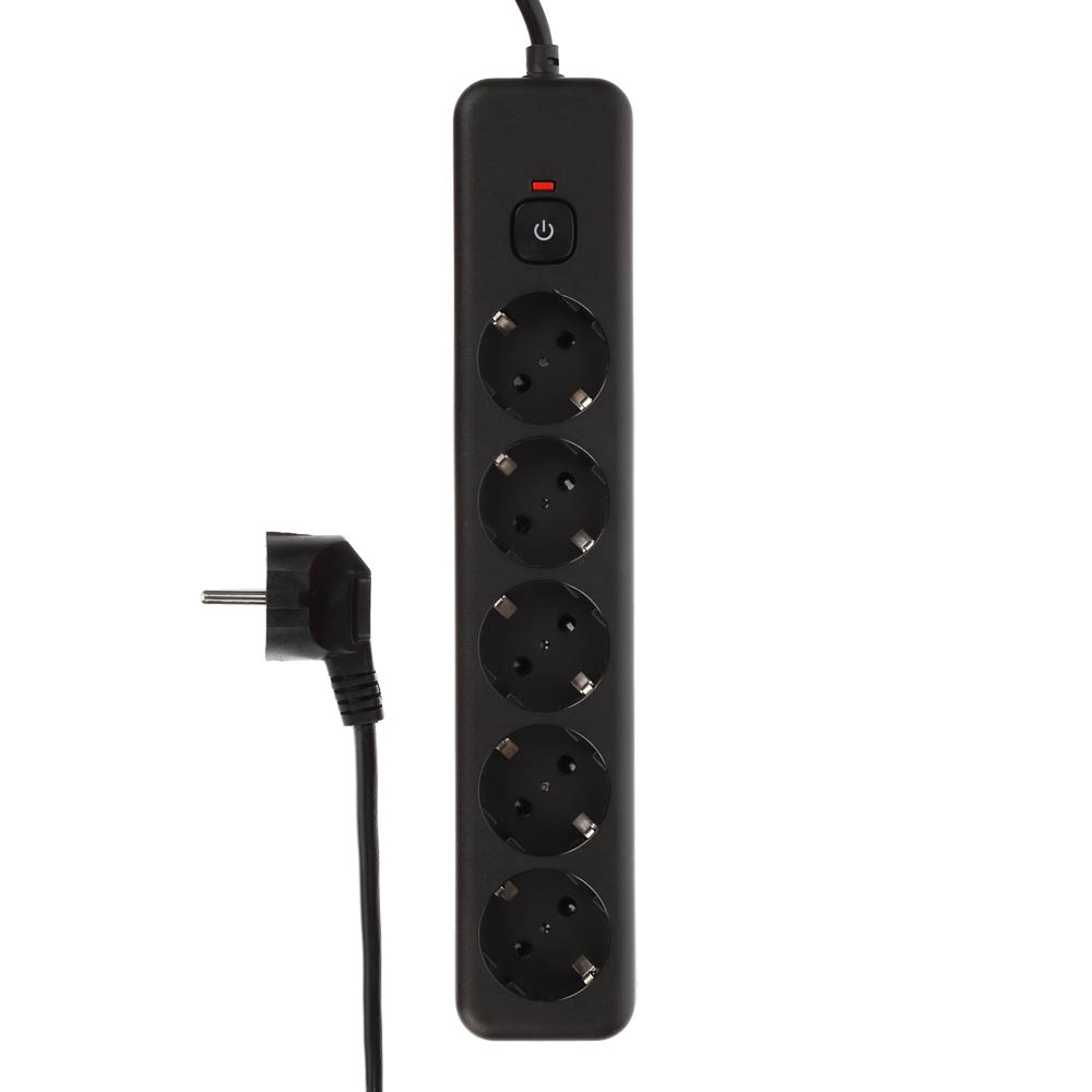 Удлинитель, сетевой фильтр 5 гнезд 3м BY Black, выкл., 2500Вт,чёрный, арт.№ 907-329