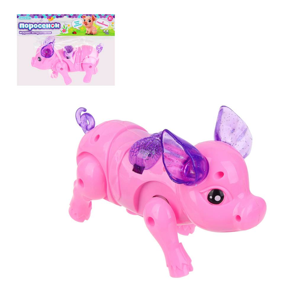 ИГРОЛЕНД Игрушка интерактивная, поросенок, звук, свет, 3хAA, PP, ABS, 22х5х22 см, арт.№ 272-880