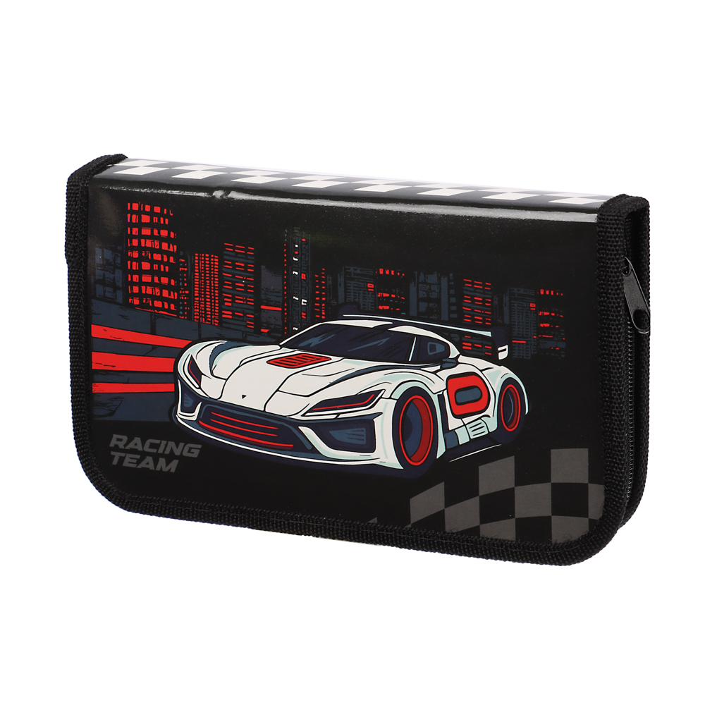 Пенал школьный жесткий прямоугольный "Панда/Рэйсинг Тим ", 1 отделение, 19х11,5 см, ламинированный картон, арт.№ 524-244