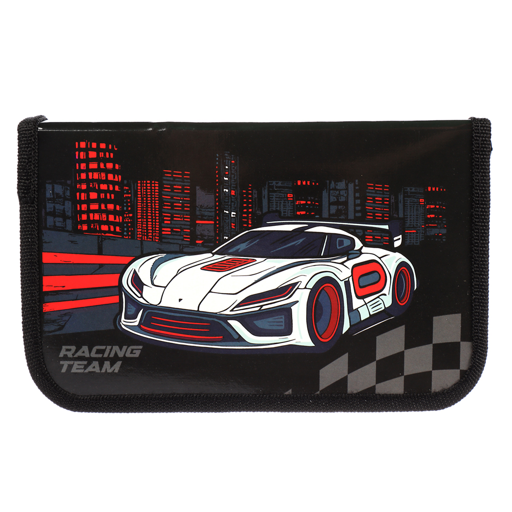 Пенал школьный жесткий прямоугольный "Панда/Рэйсинг Тим ", 1 отделение, 19х11,5 см, ламинированный картон, арт.№ 524-244