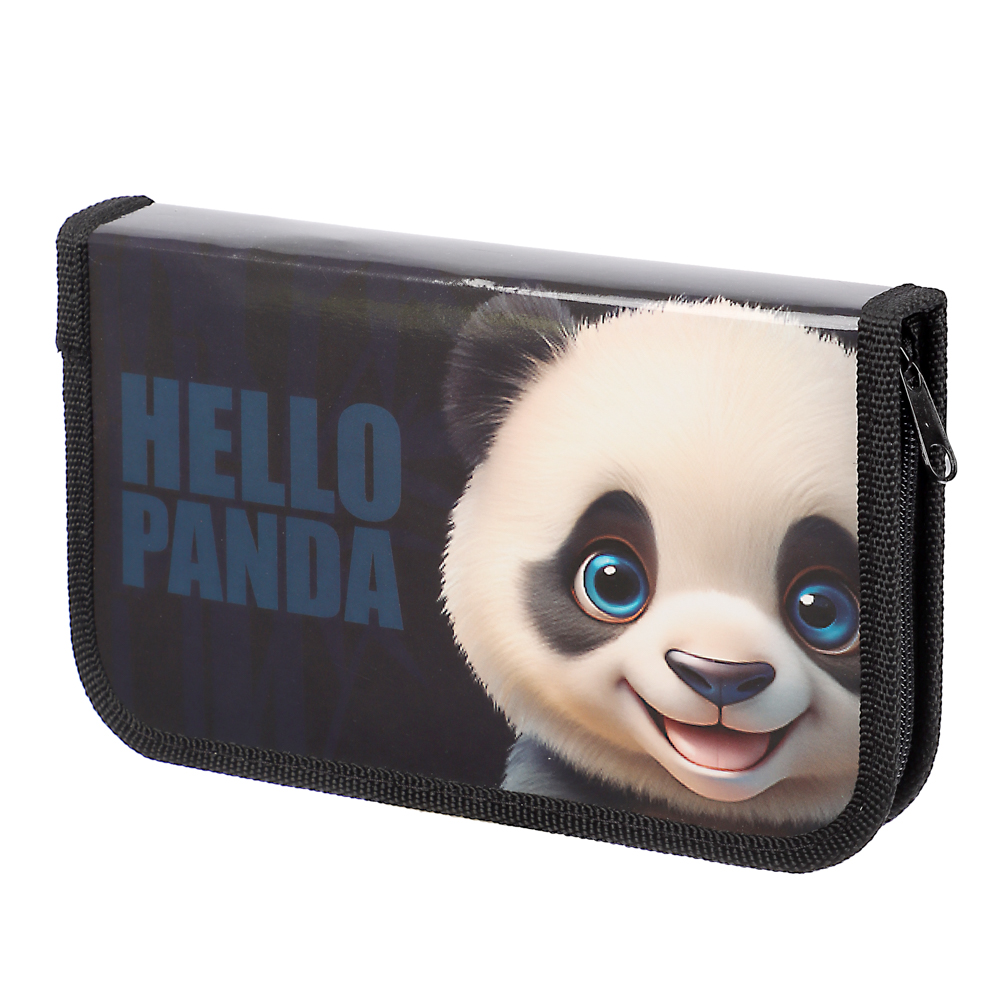 Пенал школьный жесткий прямоугольный "Панда/Рэйсинг Тим ", 1 отделение, 19х11,5 см, ламинированный картон, арт.№ 524-244