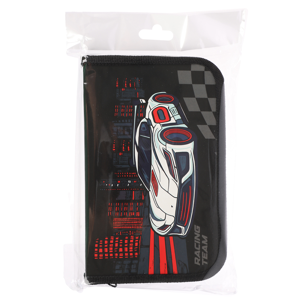 Пенал школьный жесткий прямоугольный "Панда/Рэйсинг Тим ", 1 отделение, 19х11,5 см, ламинированный картон, арт.№ 524-244