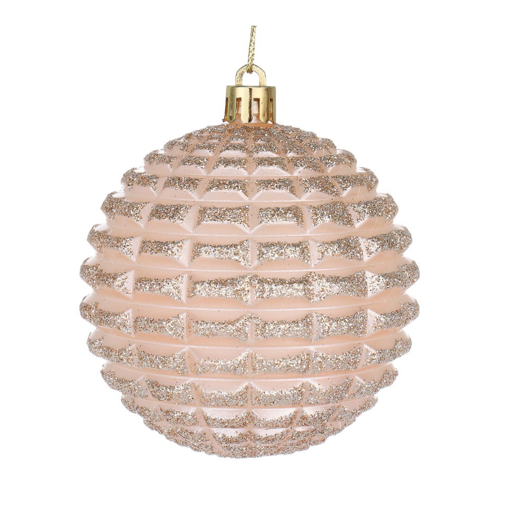 СНОУ БУМ Шар пластик 8 см, жемчужный, формовой в глиттере, арт.№ 373-639