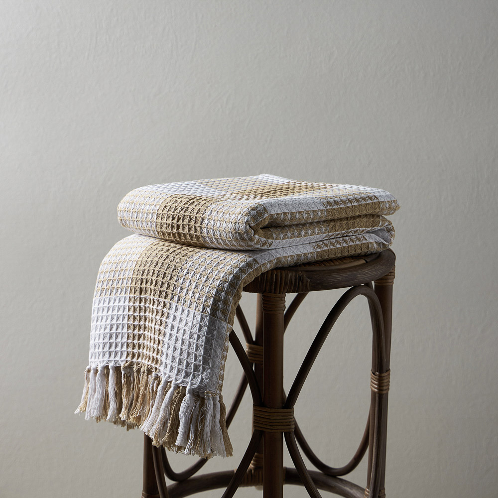 PROVANCE Basic Плед хлопок, 180х200см, клетка, бежевый, арт.№ 486-019