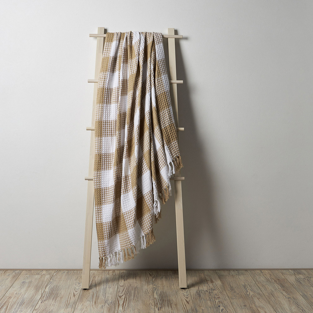 PROVANCE Basic Плед хлопок, 180х200см, клетка, бежевый, арт.№ 486-019