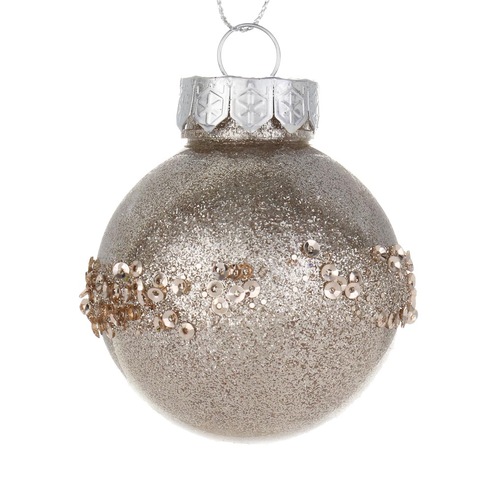 СНОУ БУМ Набор шаров 6 см, 6 шт, шампань, 2 вида, 26-178, арт.№ 373-595