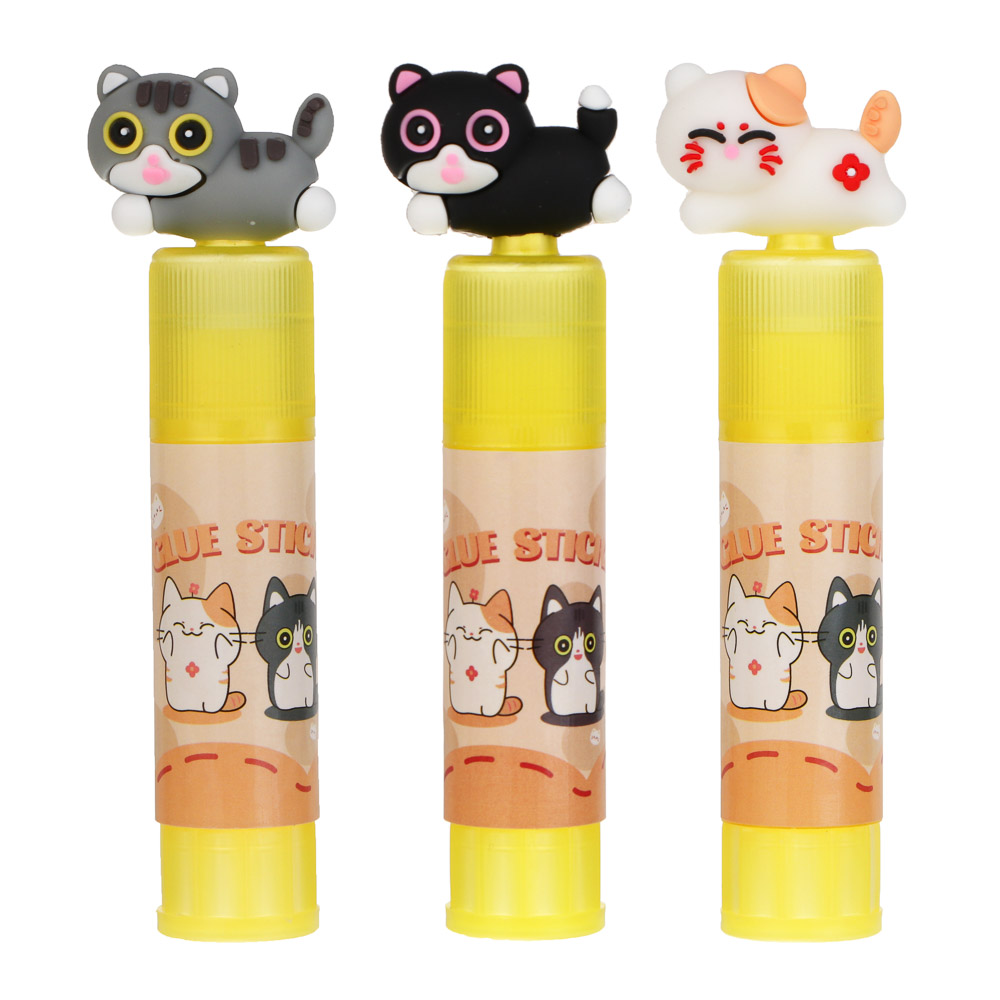 Клей - карандаш 8 гр., "Котики" PVC, PVA, 3 диз., шоу-бокс, арт.№ 532-102