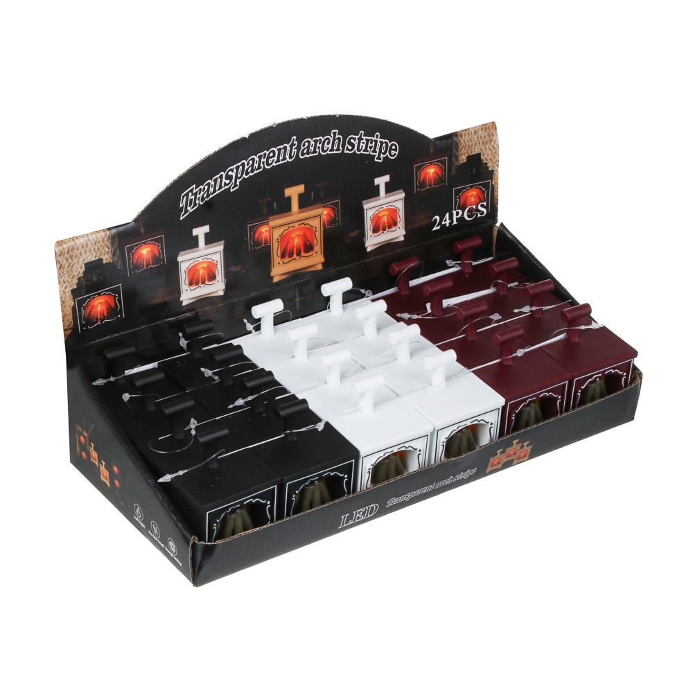 Светильник декоративный LED тм СНОУ БУМ в виде камина, 4,9x3,2х6,9см, PP, 3хAG10, 1 режим, 3 дизайна, арт.№ 392-096