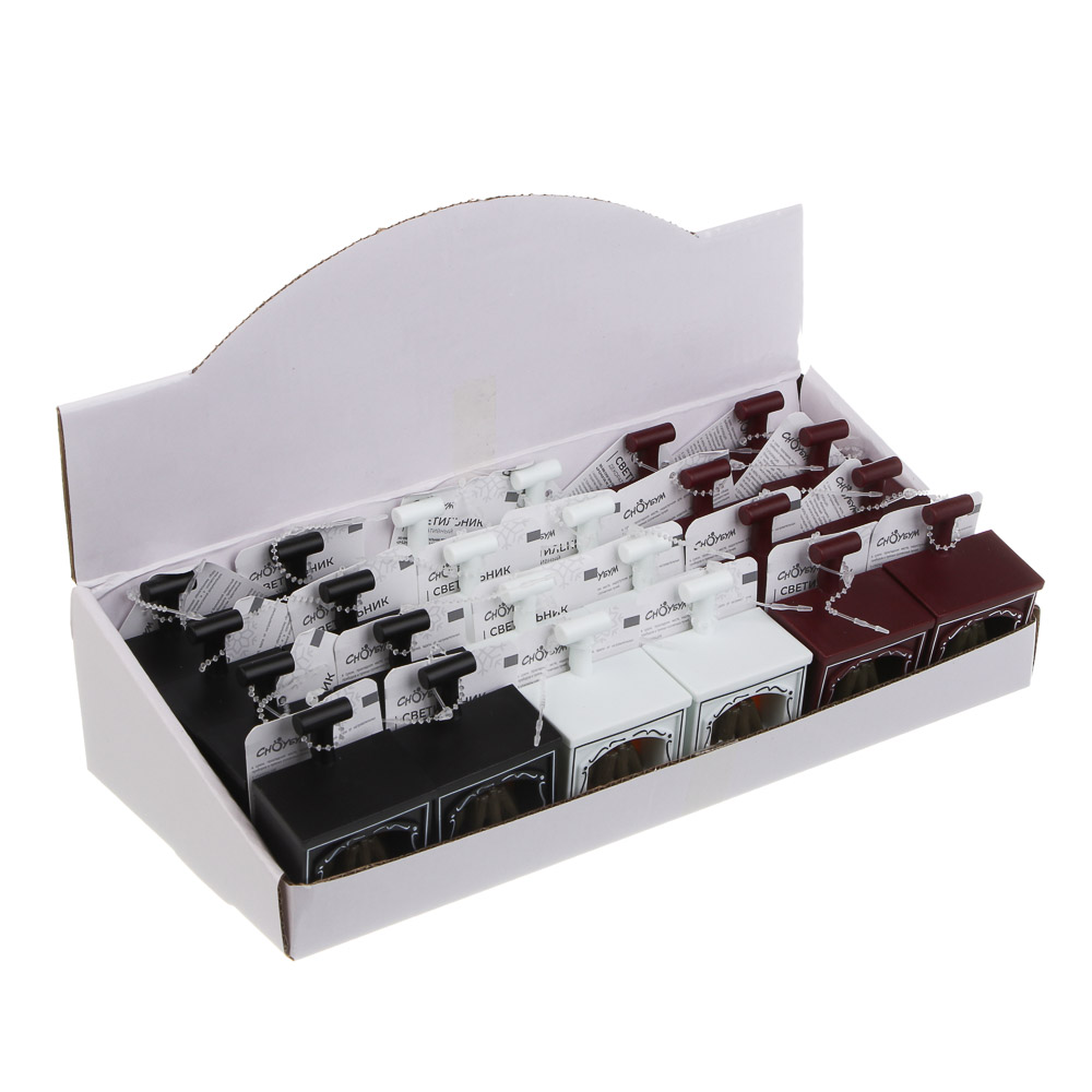 СНОУ БУМ Светильник декоративный LED в виде камина, 4,9x3,2х6,9см, PP, 3хAG10, 1 режим, 3 дизайна, арт.№ 392-096