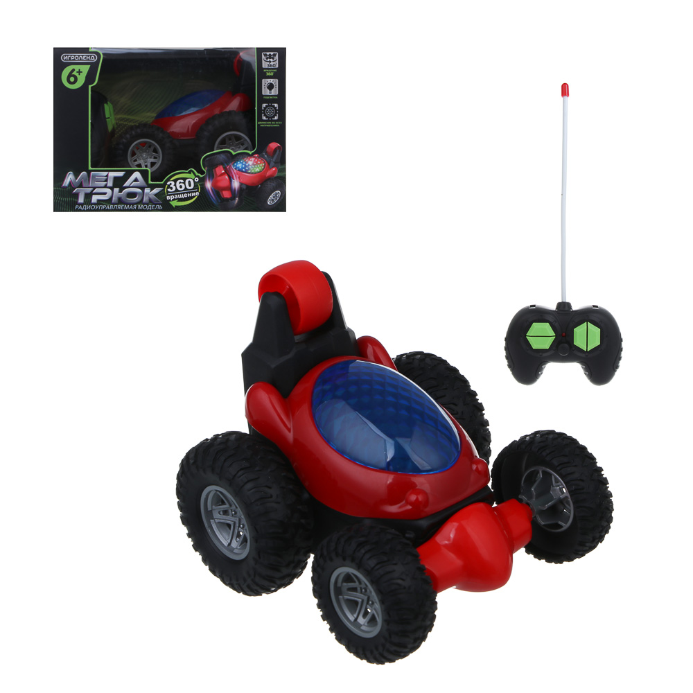 Машина радиоуправляемая "Мега трюк" ИГРОЛЕНД, 4-канальный пульт, свет, 4хАА, ABS, 16х11,2х11,5 см, 4 дизайна, арт.№ 293-236