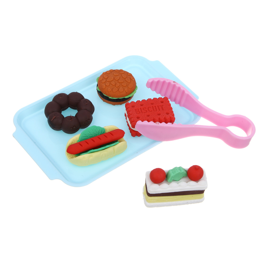 ИГРОЛЕНД Набор игровой "Вкусняшки" мини-продукты для куклы с подносом и щипцами, 13х18 см, PP, TPR, арт.№ 294-197