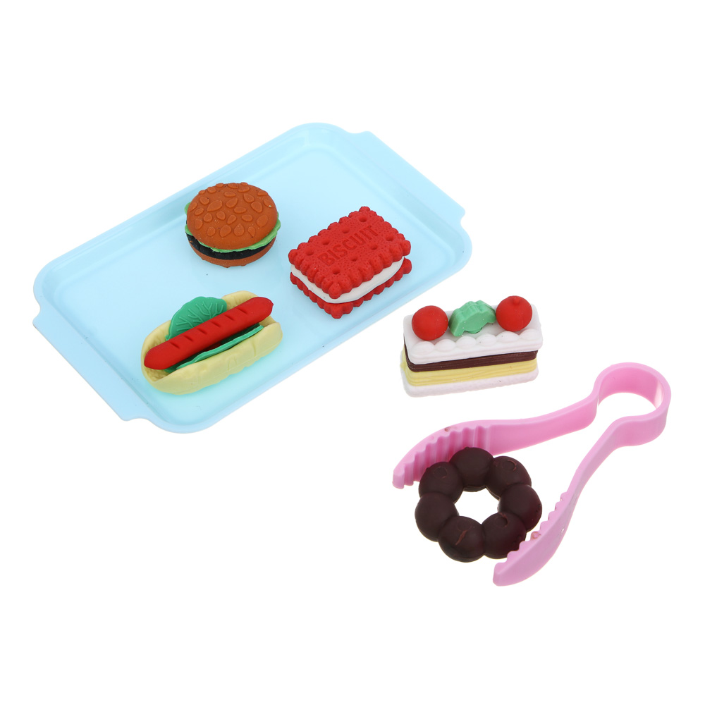 ИГРОЛЕНД Набор игровой "Вкусняшки" мини-продукты для куклы с подносом и щипцами, 13х18 см, PP, TPR, арт.№ 294-197