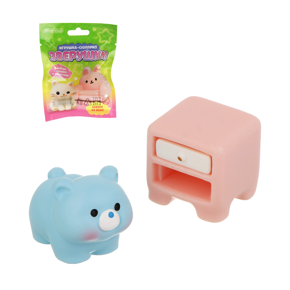 Игрушка сюрприз "Зверушки" с аксессуаром, ИГРОЛЕНД, полистоун, 9х12 см, 10-12 видов, арт.№ 274-302