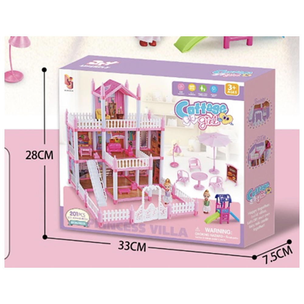 Дом для куклы "Коттедж", с акс. и куклой, ABS, PP, Н34, тм ИГРОЛЕНД, 3+, арт.№ 278-144