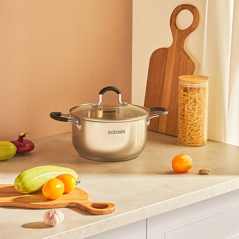 SATOSHI Альбер Кастрюля 20х11,5см, 3,4л, со стекл. крышкой, индукция, арт.№ 822-214