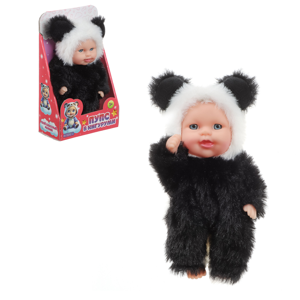 ИГРОЛЕНД Пупс в кигуруми 12 см, PVC, PP, полиэстер, 10,2х5х17 см, арт.№ 436-162