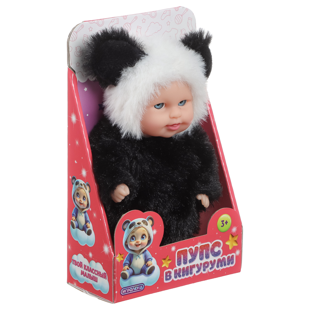 ИГРОЛЕНД Пупс в кигуруми 12 см, PVC, PP, полиэстер, 10,2х5х17 см, арт.№ 436-162