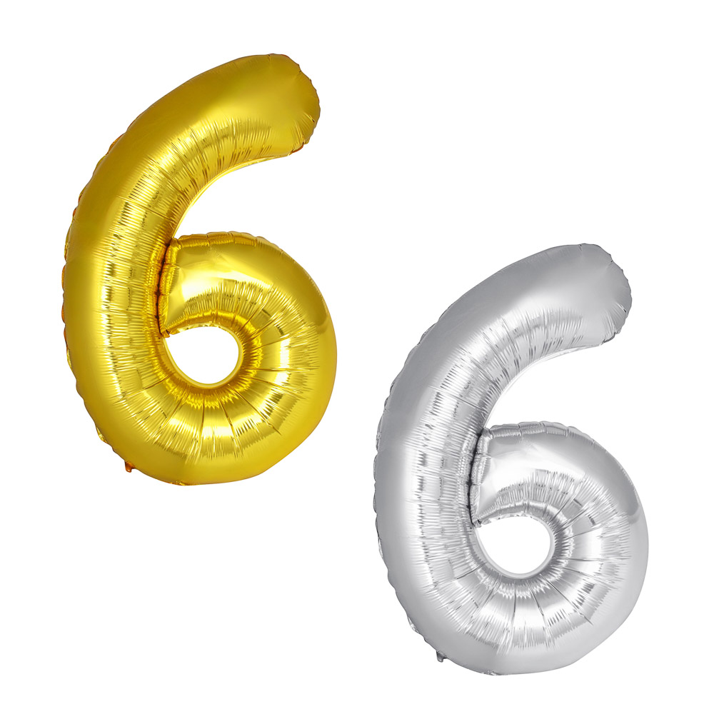 Шар воздушный фольгированный тм Fntastic "Цифра 6" 40", фольгированная пленка, 2 цвета, арт.№ 518-358
