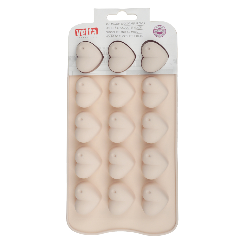 VETTA Форма силиконовая для шоколада и льда 15 ячеек, 21x10x1,6см "Конфета", 3 цвета, арт.№ 856-001