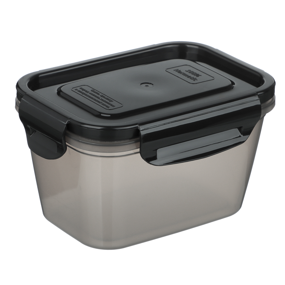 Контейнер герметичный пищевой с защелками 0,77л, черный, пластик, арт.№ 861-489