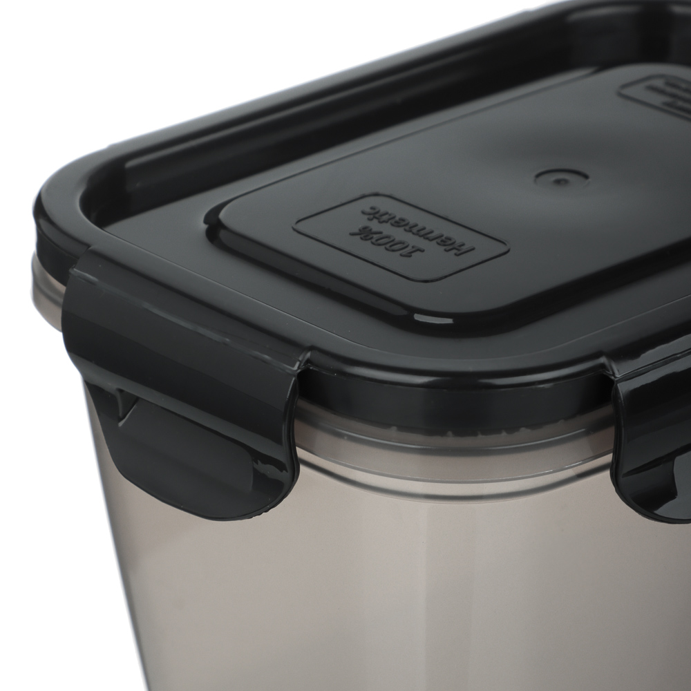 Контейнер герметичный пищевой с защелками 0,77л, черный, пластик, арт.№ 861-489