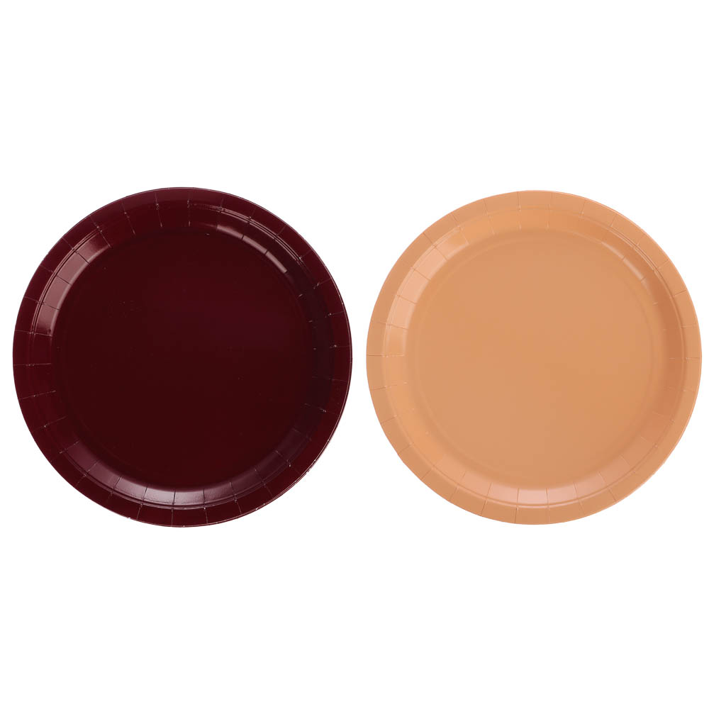 Тарелка бордовая, персиковая в асс 23см 6шт, арт.№ 530-425