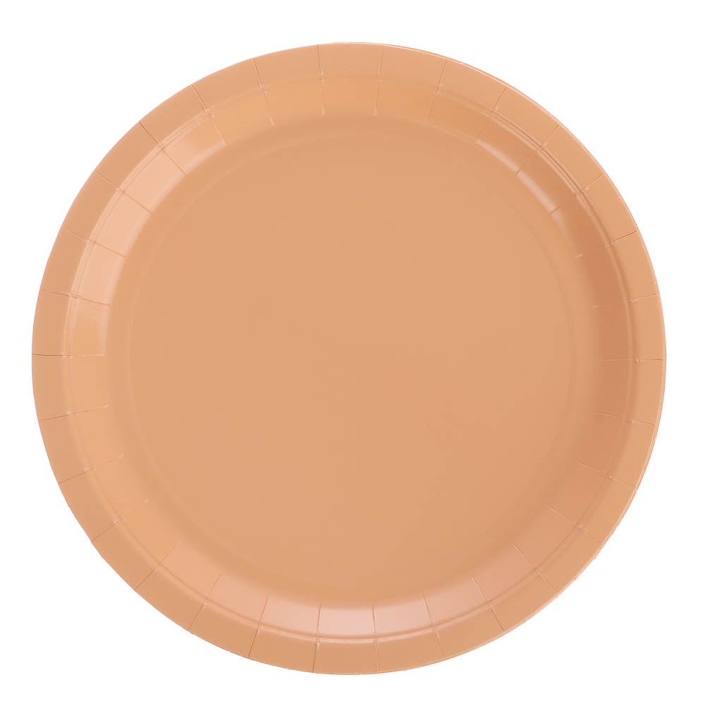 Тарелка бордовая, персиковая в асс 23см 6шт, арт.№ 530-425