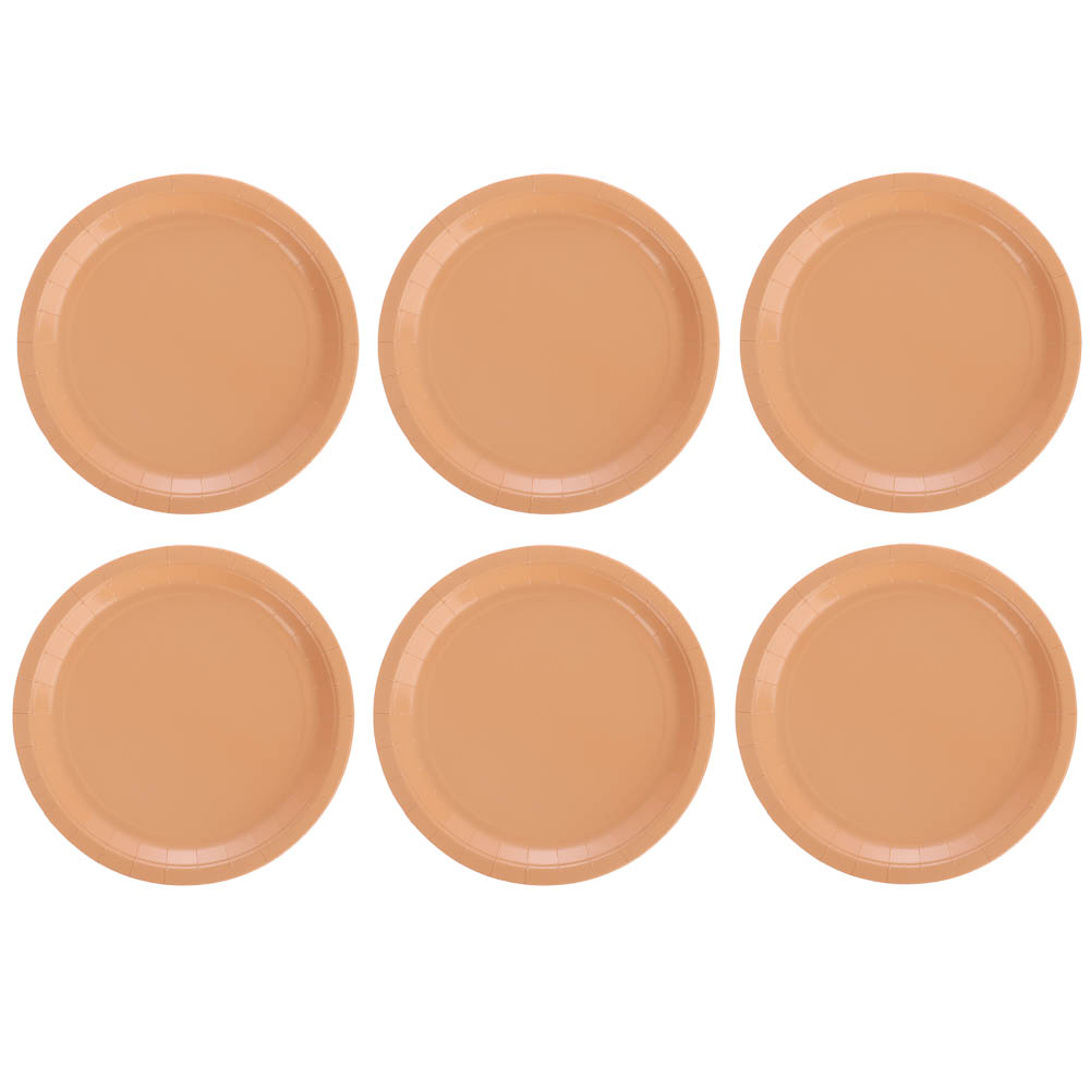 Тарелка бордовая, персиковая в асс 23см 6шт, арт.№ 530-425